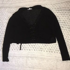 Black Lace cropped Sweater